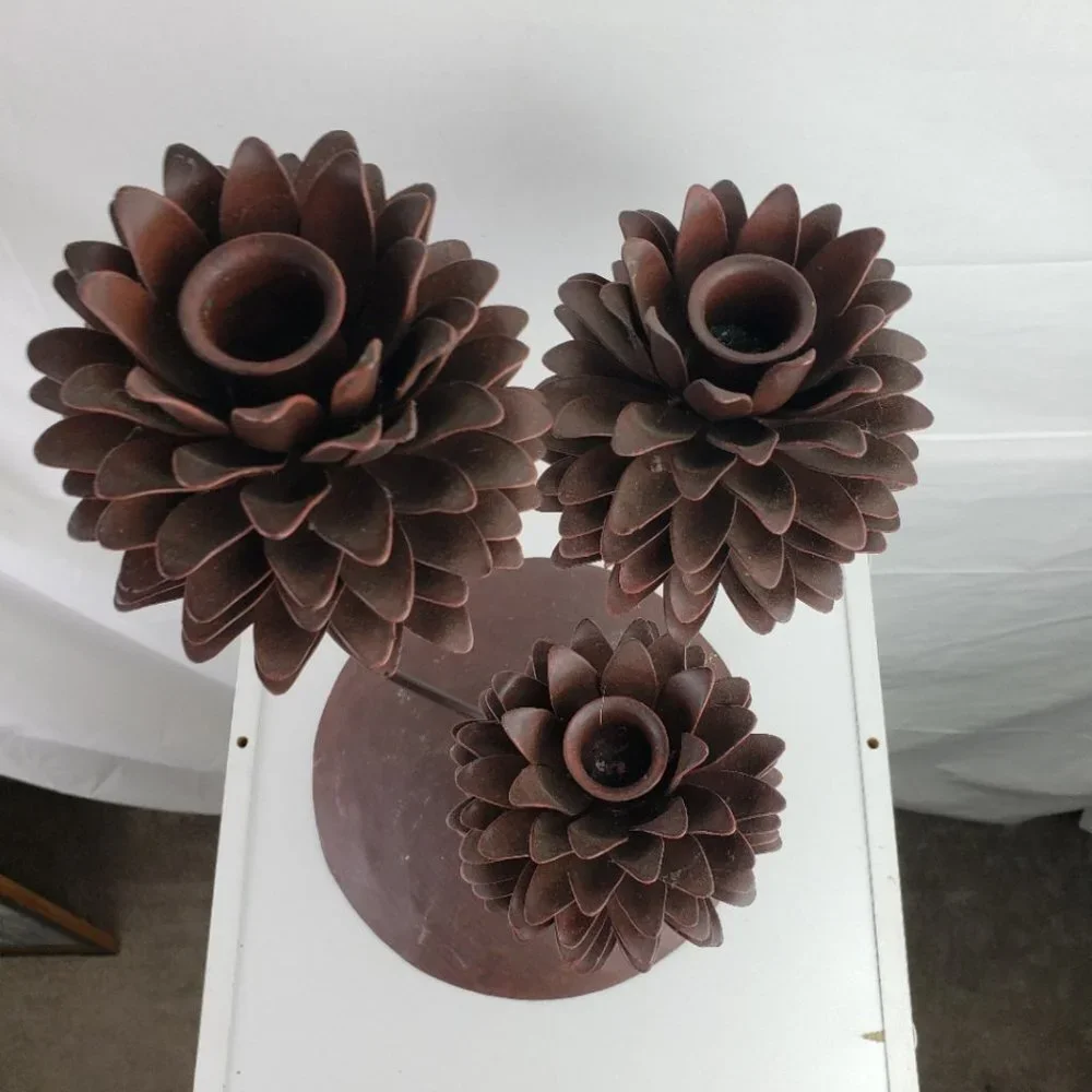 Metal Pinecone Taper Candleholder Autumn